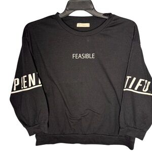 Etienne Women’s Black Feasible Plentiful Long Sleeve Sporty T-Shirt Sz L